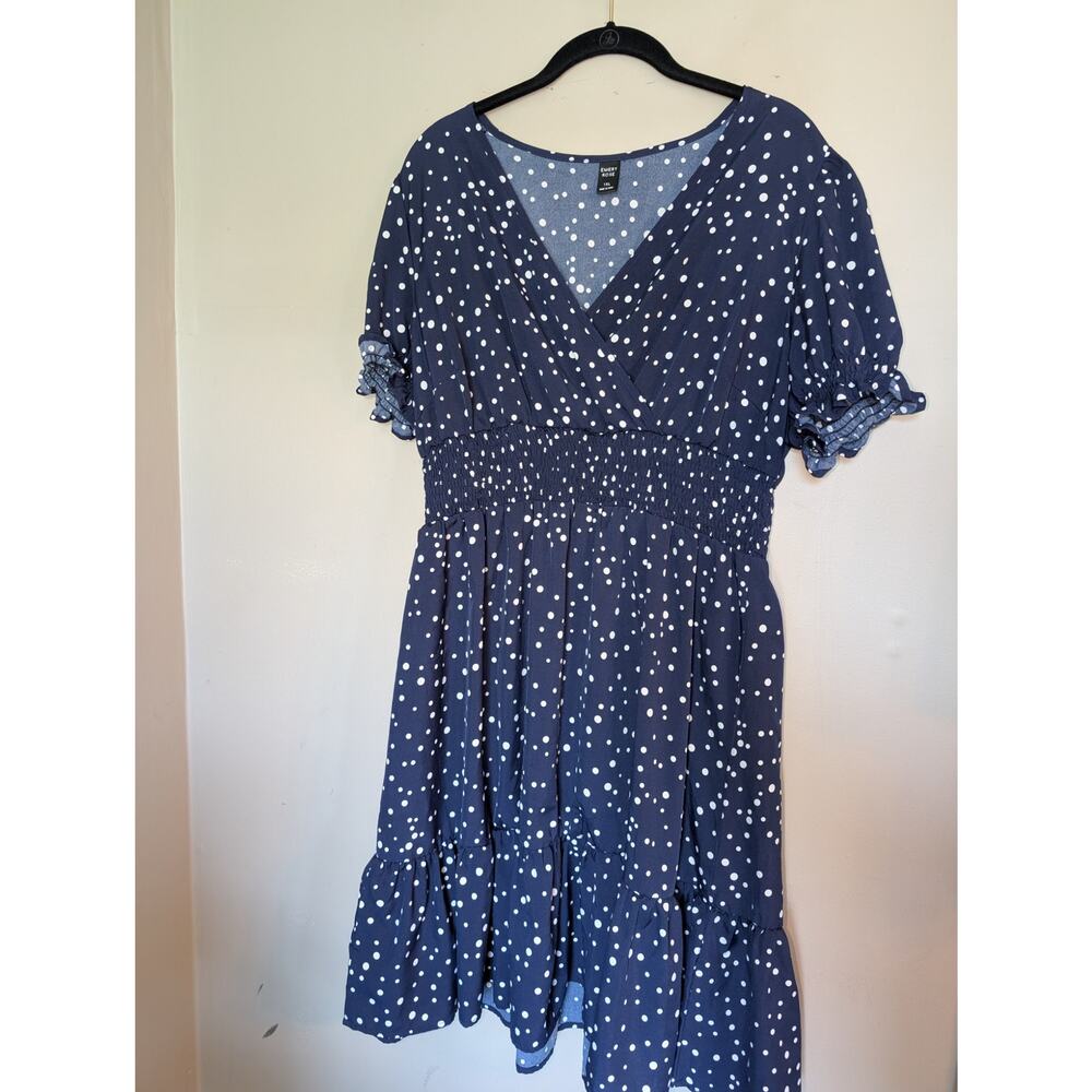 Emery Rose Cute Spring Dress Navy Polka Dots